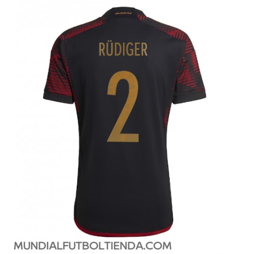 Camiseta Alemania Antonio Rudiger #2 Segunda Equipación Replica Mundial 2022 mangas cortas